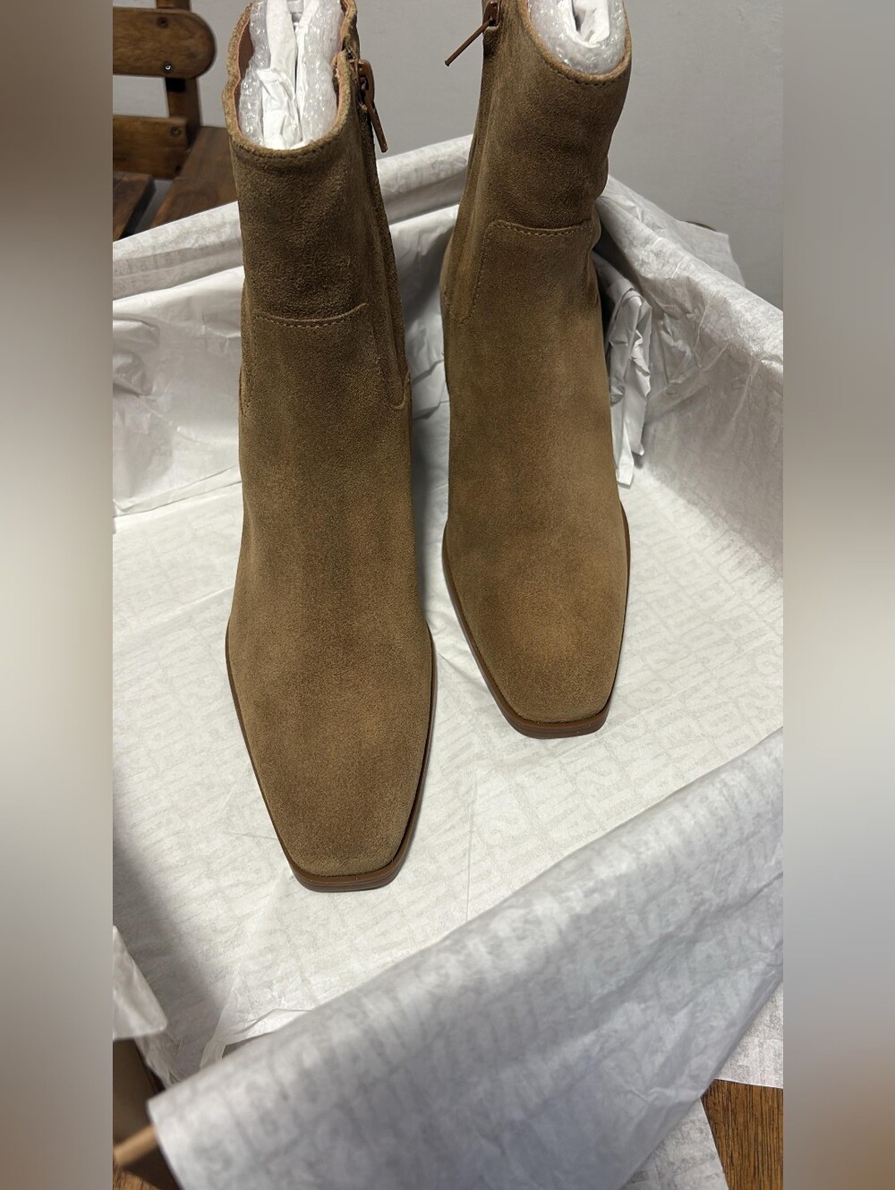 Steve Madden Brown Suede Square-Toe Ankle Booties